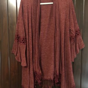 Burgundy Cardigan, Bell sleeves, size 2xl
